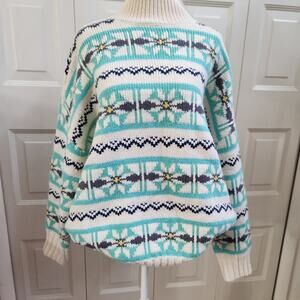 New American Eagle Oversized Floral Fair Isle Sweater Size Large